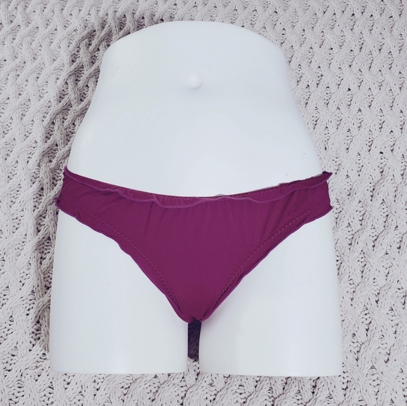 Babydoll Plum Ruffled Scrunch Bikini Bottom- XS - Picture 5 of 8